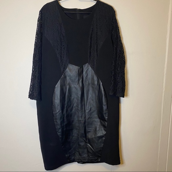 ✨asos curve black leather and lace 3/4 sleeve dress✨ - Picture 2 of 10